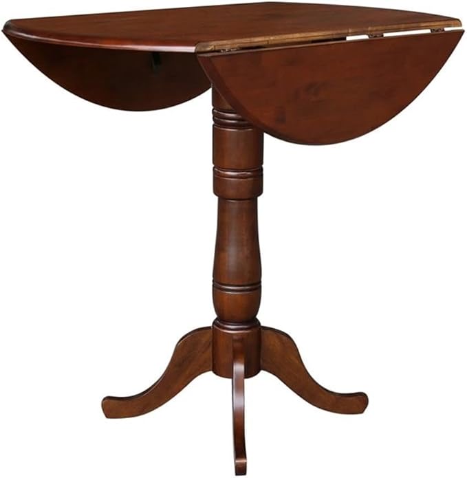 IC INTERNATIONAL CONCEPTS 42" Round Dual Drop Leaf Pedestal Table - 41.5" H Espresso