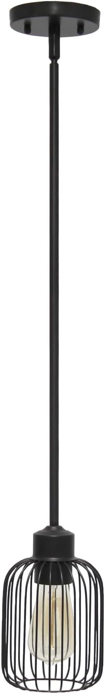 Elegant Designs PT1026-BLK 7" Industrial Farmhouse Metal Petite Adjustable Birdcage Hanging Ceiling Pendant, Black