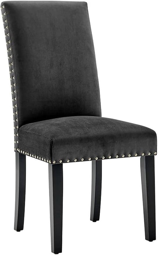 Modway EEI-3779-CHA Parcel Performance Velvet Dining Side Chairs - Set of 2, Charcoal