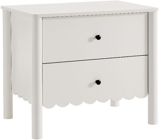 Modway Emmeline Scalloped 2-Drawer Nightstand in White