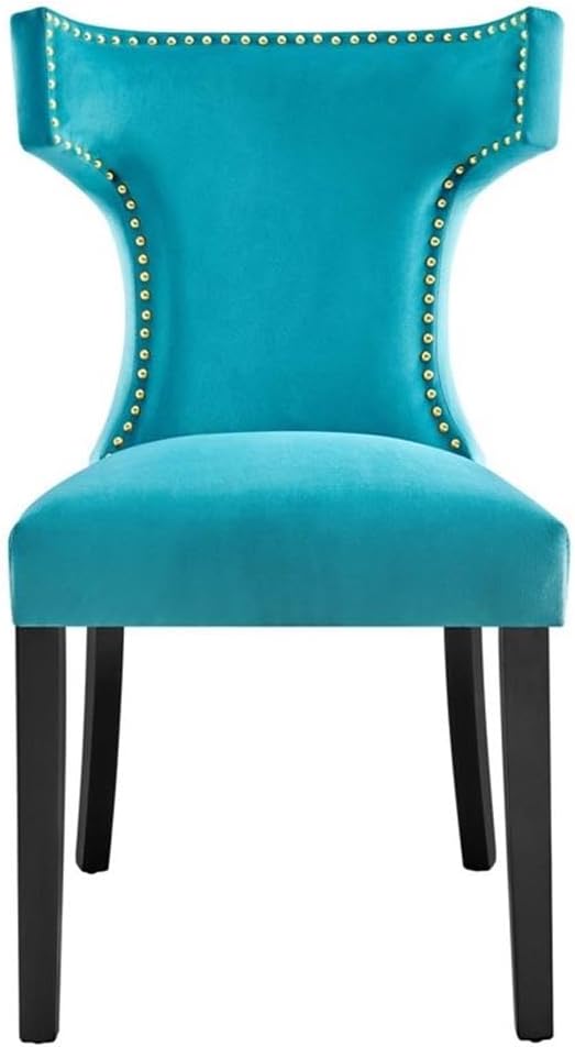Modway EEI-5008-BLU Curve Performance Velvet Dining Chairs - Set of 2, Blue
