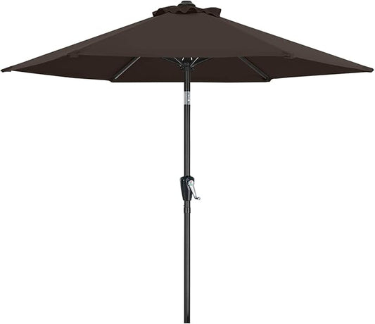 MASTERCANOPY 7.5FT Patio Umbrella with Push Button Tilt and Crank, Outdoor Market Umbrella with 6 Sturdy Ribs, UV Protection & Waterproof for Garden, Deck, Backyard, Pool (Brown)