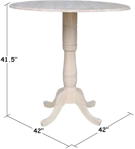 IC INTERNATIONAL CONCEPTS 42" Round Solid Wood Dual Drop Leaf Pedestal Table - Unfinished