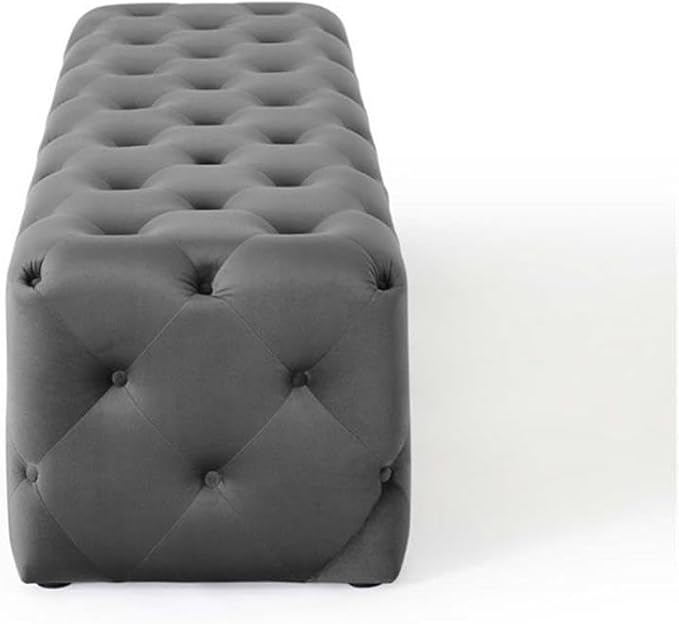Modway EEI-3772-GRY Anthem 72" Tufted Button Entryway Performance Velvet Bench, Gray