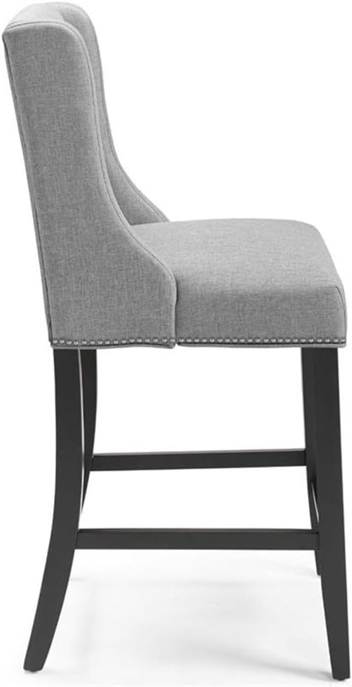 Modway Baron Fabric Upholstered Dining Counter-Height Bar Stool in Light Gray