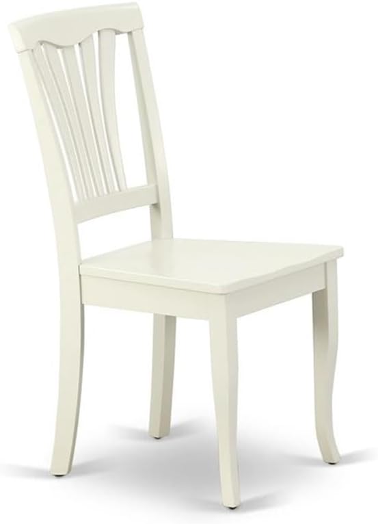East West Furniture AVC-LWH-W Avon Dining Chairs - Slat Back Solid Wood Seat Chairs, Set of 2, Linen White