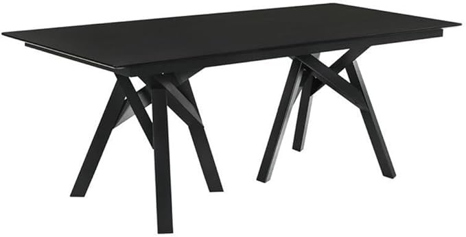 Armen Living Cortina 79" Mid-Century Modern Black Wood Dining Table Legs