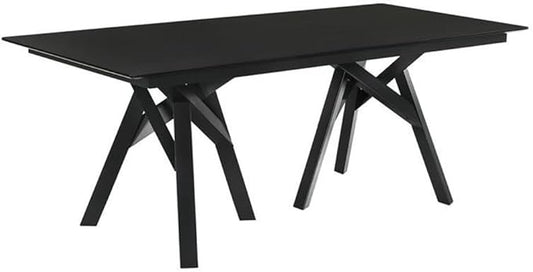 Armen Living Cortina 79" Mid-Century Modern Black Wood Dining Table Legs