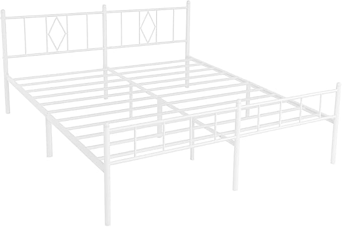 14 Inch King Size Bed Frames with Headboard/Footboard, Under Bed Storage, Strong Metal Slats Support, No Box Spring Needed, Noise Free, Easy Assembly, White