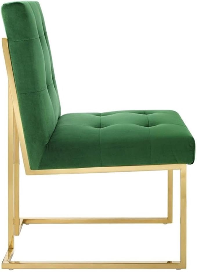 Modway Privy Performance Velvet Gold Stainless Steel Dining Chair in Gold Emerald
