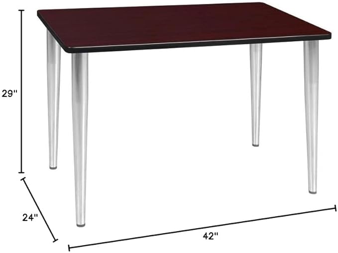 Regency Kahlo 42 x 24 in. Training Seminar Table- Mahogany Top, Chrome Tapered Legs