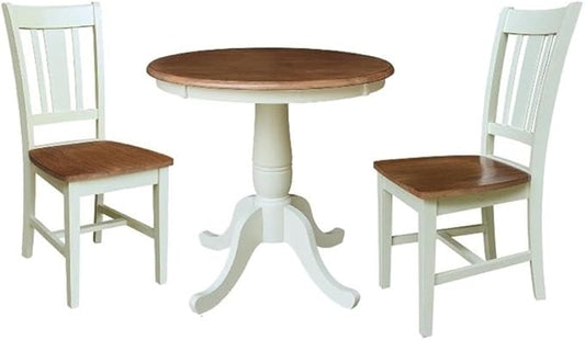 IC INTERNATIONAL CONCEPTS 30" Round Top Pedestal Dining Table with 2 San Remo Chairs - Multi-Color