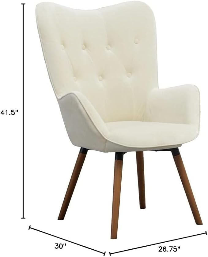 Roundhill Furniture Doarnin Silky Velvet Tufted Button Accent Chair, White