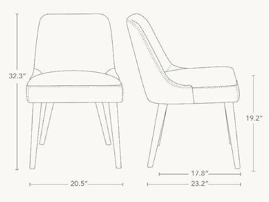 CHITA Mid-Century Modern Dining Chair, Upholstered Fabric Accent Chair for Dining Room, Set of 2, Flax Beige in Fabric