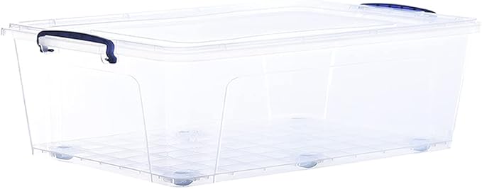 Superio Plastic Storage Bin with Lid, Box for Under Bed, Stackable Storage Container with Latch Closure (42 Quart- Under Bed)