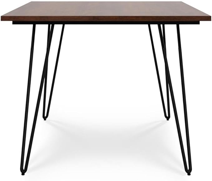 SIMPLIHOME Hunter Dining Table - 66 inch Wide Solid Mango Wood Table in Umber Brown, Modern Industrial Style for Dining Room or Kitchen with Black Powder-Coated Iron Legs and Hairpin Legs, Seats 6