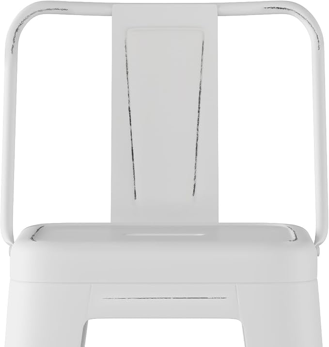 SIMPLIHOME Rayne Industrial Metal 30 inch Bar Stool (Set of 2) in Distressed White for the Dining Room and Kitchen