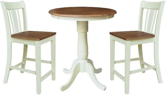 IC INTERNATIONAL CONCEPTS 30" Round Pedestal Gathering Height Table with 2 Counter Stools - Multi-Color