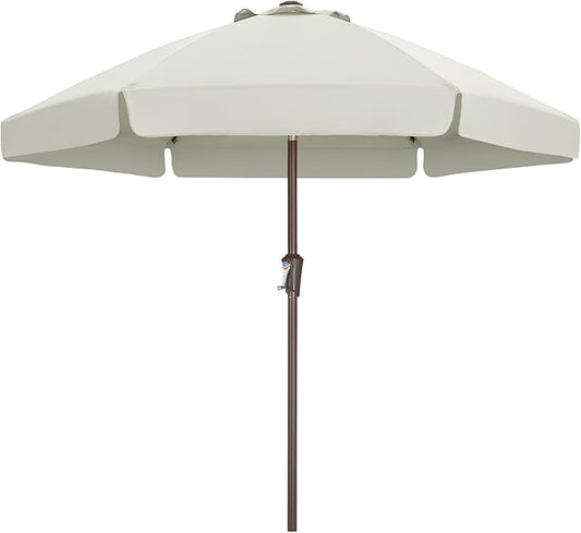 ABCCANOPY 7.5ft Scalloped Patio Umbrella, Outdoor Table Umbrella with Tilt and Crank, Fiberglass Ribs Deck Umbrella for Patio, Pool, Garden, Picnic (Light Beige)