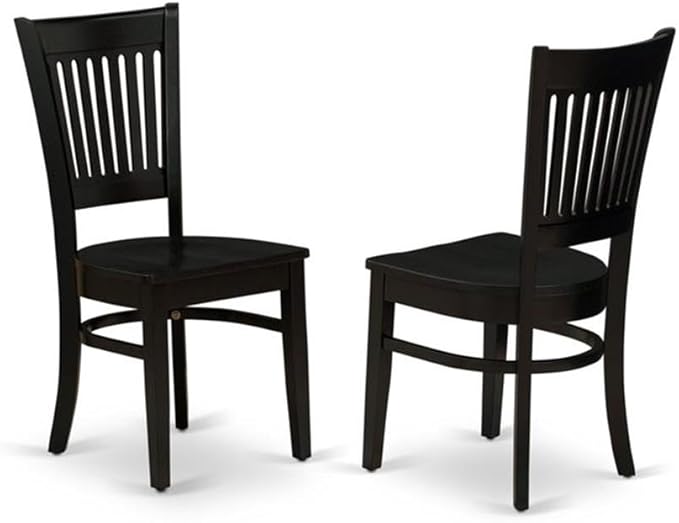 East West Furniture DLVA3-BLK-W 3 Piece Dinette Set for Small Spaces Contains a Round Dining Table with Dropleaf and 2 Dining Chairs, 42x42 Inch, Black