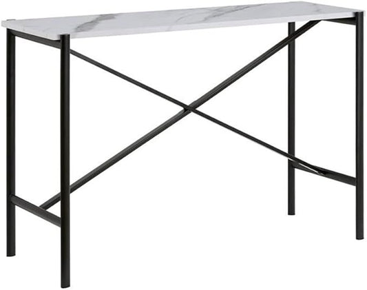 Braxton 46'' Wide Rectangular Console Table with Faux Marble Top in Blackened Bronze