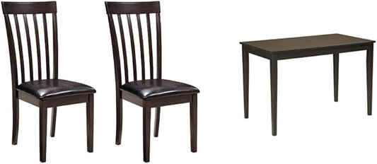 Signature Design Dining Room Chair and Table Set (Set of 2) + Rectangular Table, Dark Brown