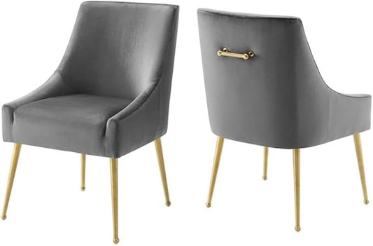 Modway Discern Upholstered Performance Velvet Dining Chair Set of 2, Gray
