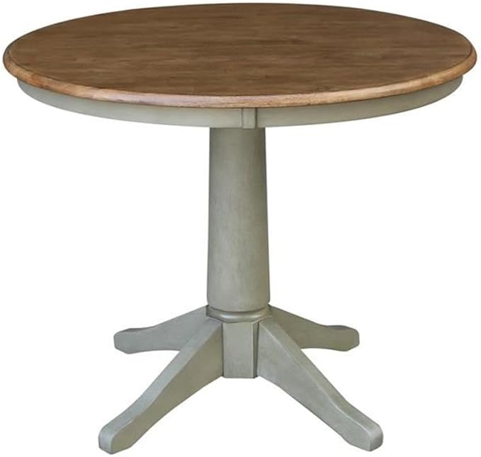 IC INTERNATIONAL CONCEPTS Wood Dining Table with 2 Madrid Ladderback Chairs in Distressed Hickory/Stone