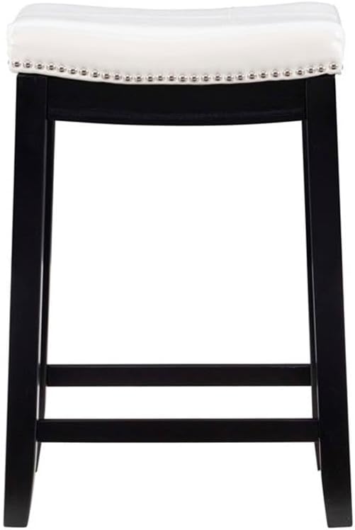 Linon Claridge Patches Counter Stool, 26-Inch, White