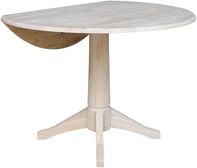 IC INTERNATIONAL CONCEPTS 42" Round Solid Wood Dual Drop Leaf Pedestal Table - Unfinished