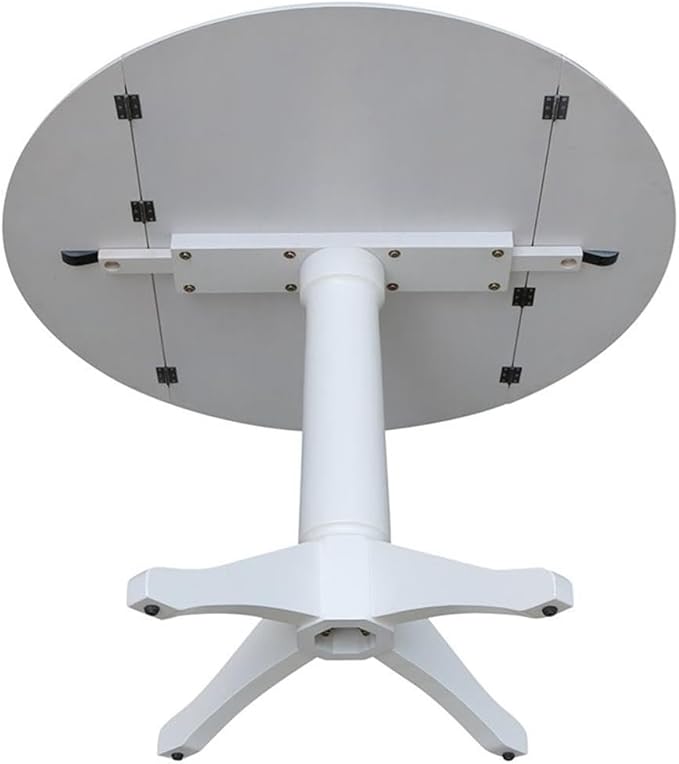 International Concepts 42 in Round Dual Drop Leaf Pedestal Table-30.3"H Dining Table, White