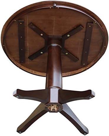 International Concepts 36" Round Top Pedestal Table-28.9" H, Rich Mocha