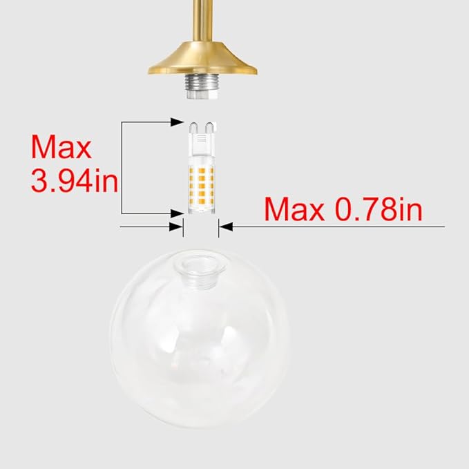 Gold Plug in Wall Sconces Set of 2, Mid Century Plug Sconce with Clear Globe Glass Lampshade, Brushed Art Deco Wall Light Fixture with Plug in Cord for Bedroom Living Room Hallway, G9 Bulbs
