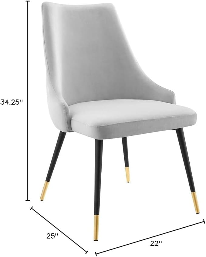 Modway EEI-3907-LGR Adorn Tufted Performance Velvet Dining Side Chair, Light Gray