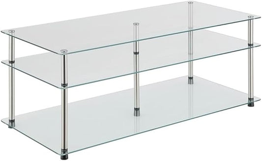 Convenience Concepts Designs2Go Classic Glass 3 Tier Coffee Table, Glass