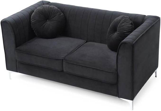 Glory Furniture Delray Velvet Loveseat in Black