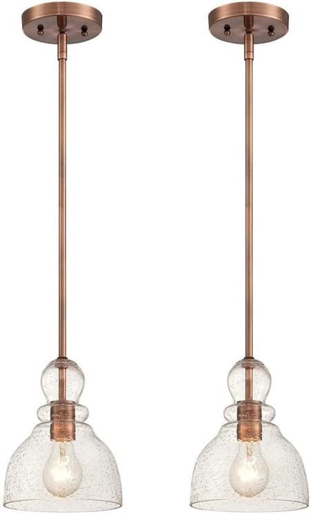 Ciata Lighting 1-Light Indoor Adjustable Mini Pendant - Washed Copper Indoor Pendant (2 Pack)