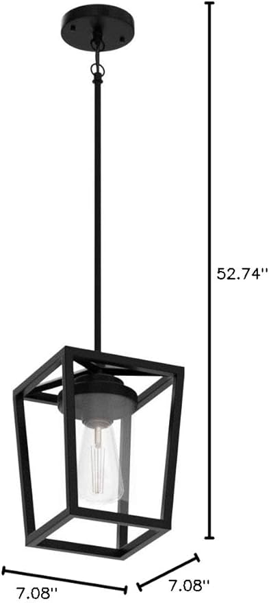 TOULMJ Black Pendant Lights Kitchen Island, Modern Lantern Pendant Light Fixtures, Farmhouse Kitchen Island Lighting Hanging Ceiling Light Fixture for Hallway Dining Room
