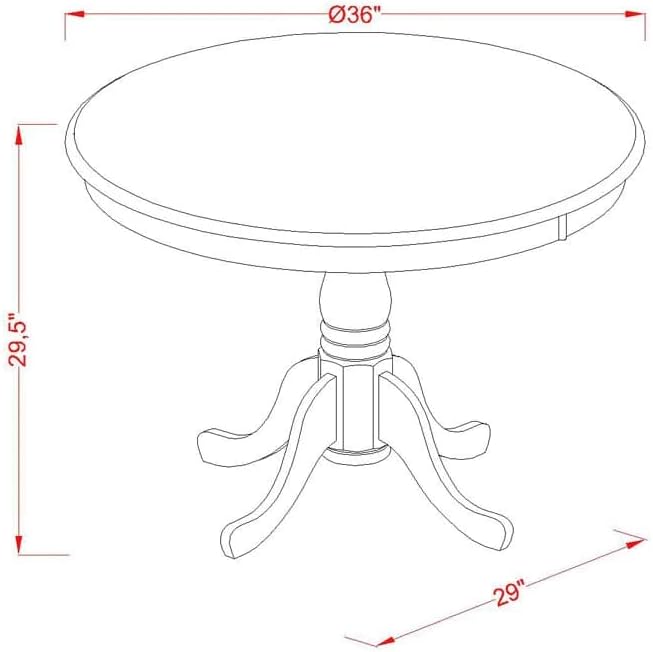 East West Furniture ANBO3-OAK-W 3 Piece Modern Dining Table Set Contains a Round Kitchen Table with Pedestal and 2 Kitchen Dining Chairs, 36x36 Inch, Oak