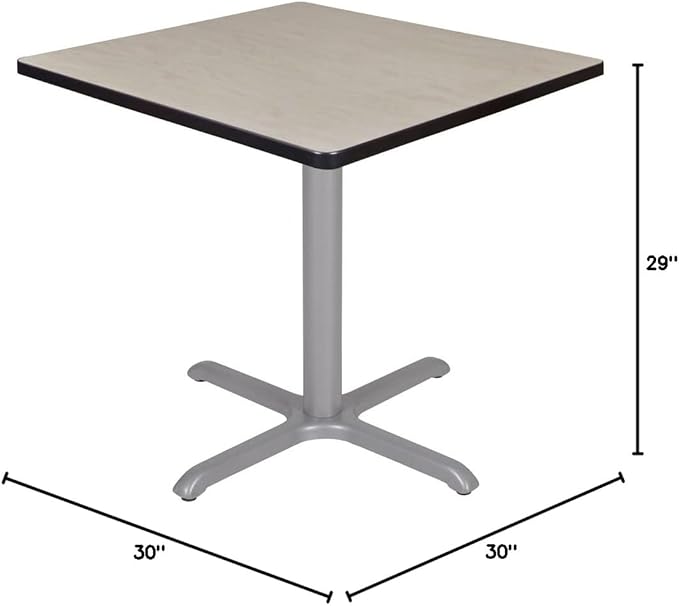 Regency Cain 30" Square X-Base Breakroom Table – Scratch Resistant Laminate Café Table for Lunchroom, Coffee Shops and Commercial Office Spaces (Maple, Grey Legs)