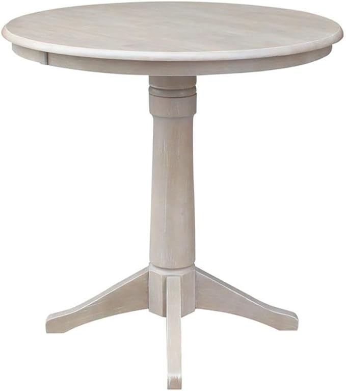International Concepts 36" Round Top Pedestal Table-34.9" H, Washed Gray Taupe