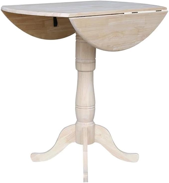 IC INTERNATIONAL CONCEPTS 42" Round Solid Wood Dual Drop Leaf Pedestal Table - Unfinished