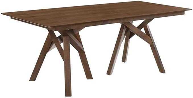 Armen Living Cortina 79" Mid-Century Modern Wood Dining Table Legs, White/Walnut