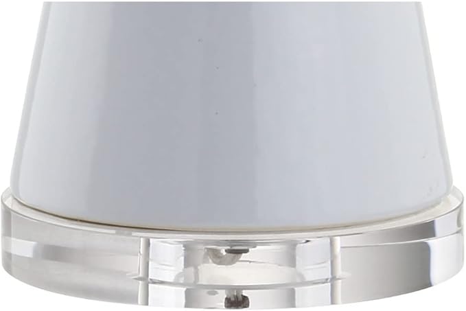 JONATHAN Y 28.5" White Ceramic Table Lamp for Living Room Bedroom Nightstand, Modern Hourglass LED Bedside Lamp with Crystal Base and Linen Shade JYL4027A