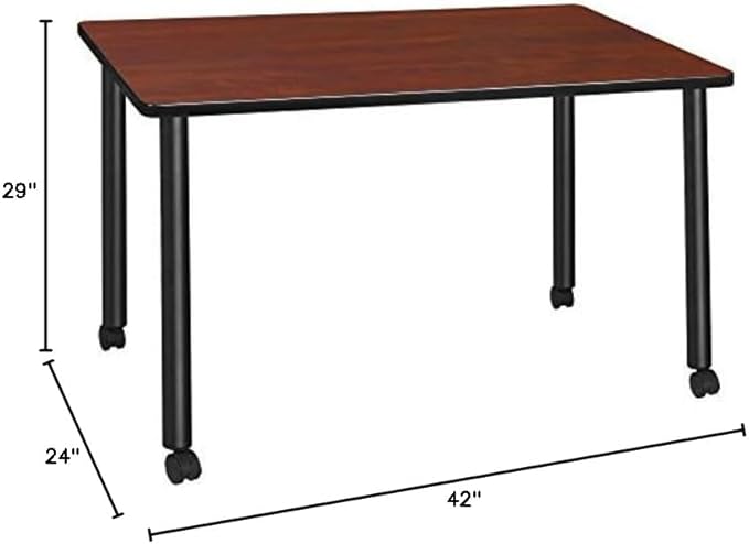 Regency Kee 42 x 24 in. Mobile Training Seminar Table- Cherry Top, Black Legs