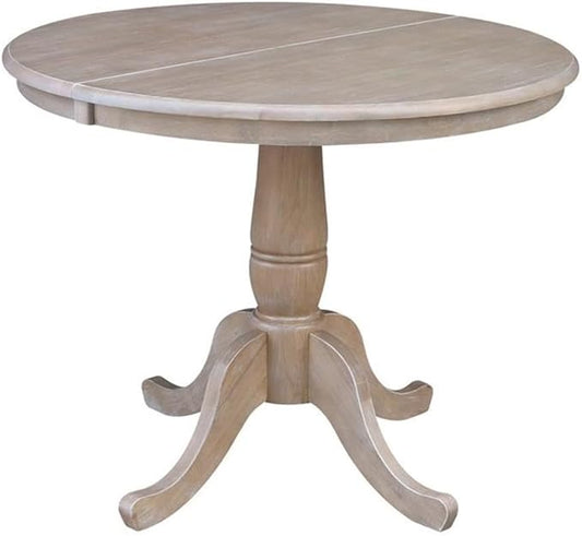 IC INTERNATIONAL CONCEPTS 36" Round Top Pedestal Table with 12" Leaf - 29.3" H - Dining Height