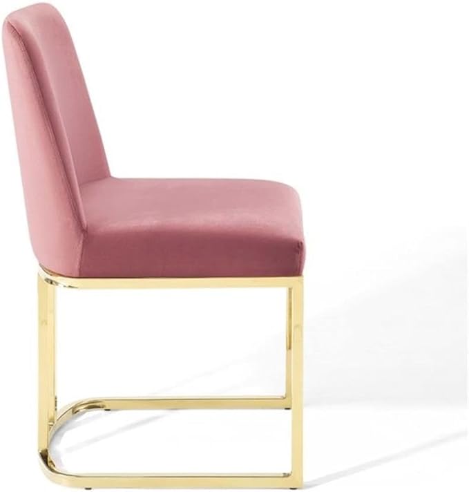 Modway Amplify Sled Base Performance Velvet Dining Side Chair, Gold Dusty Rose