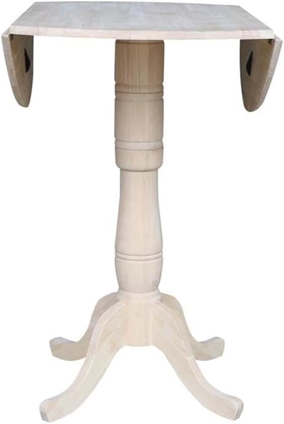 IC INTERNATIONAL CONCEPTS 42" Round Solid Wood Dual Drop Leaf Pedestal Table - Unfinished
