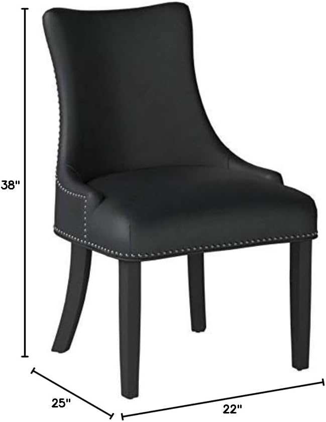 Modway MO- Marquis Modern Faux Leather Upholstered with Nailhead Trim, Dining Chair, Black