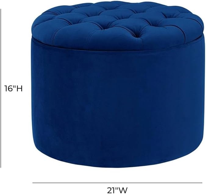 Tov Furniture Queen Navy Velvet Storage Ottoman